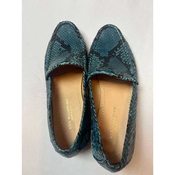 Ann Mashburn Blue Green Python Loafers Sz. 36 Made in Italy (US 5.5) - Picture 2 of 5